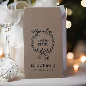 50 Sacchetti personalizzati in carta kraft confettata matrimonio