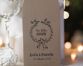 50 Personalized Kraft Paper Bags, Wedding Favor Holders, Graduation and Confirmation Favor Bags, Baptism Place Cards, Candy Bar