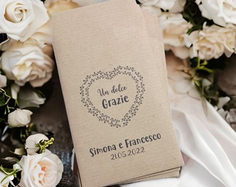 Sacchetti personalizzati in carta kraft 50 pezzi Matrimonio, Anniversario, Fidanzamento bustine confetti confettata grafiche cuore