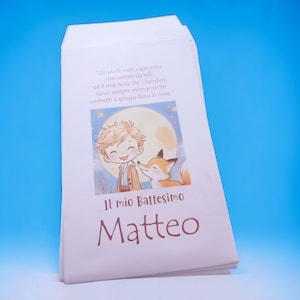 50 Sacchetti in carta tema Il Piccolo Principe, battesimo, nascita, compleanno. Confettata bambino Bustine per confetti Prima Comunione