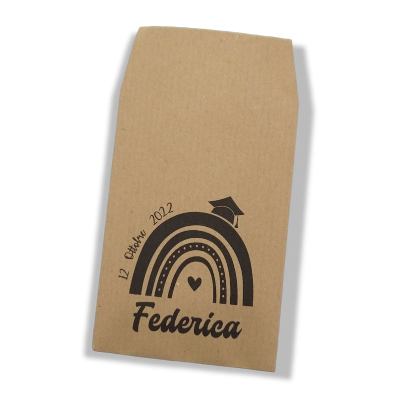 Kraft paper bags for personalized graduation favors, 10 graphics, touch parchment, Rainbow, University Confetti image 4