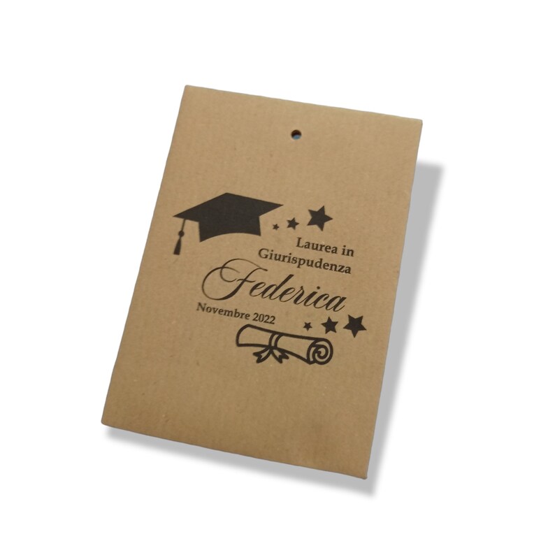 Kraft paper bags for personalized graduation favors, 10 graphics, touch parchment, Rainbow, University Confetti grafica 1