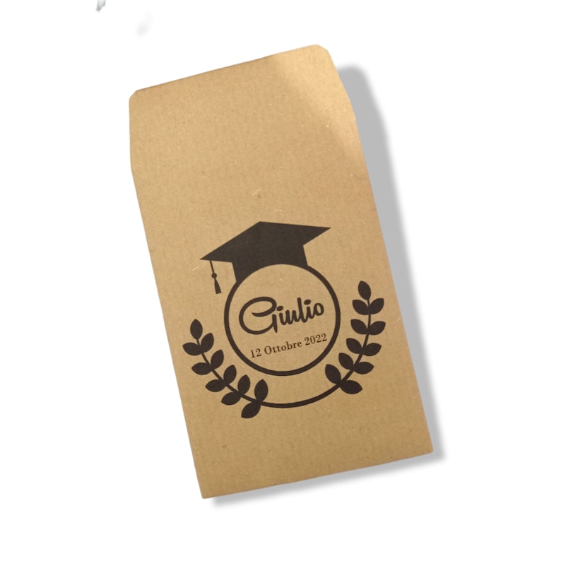 Kraft paper bags for personalized graduation favors, 10 graphics, touch parchment, Rainbow, University Confetti image 7