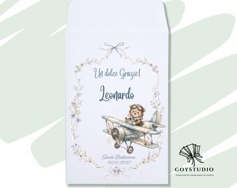 50 paper bags for baptism, christening, birth, first birthday, pink or light blue teddy bear theme