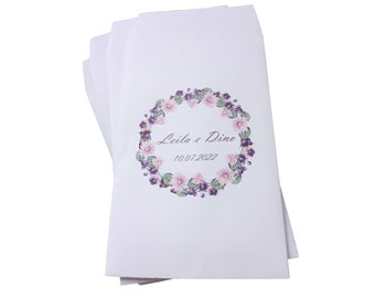 GoyStudio 50 sacchetti carta confetti personalizzabili. bustine bianche con stampa per matrimonio anniversario occasioni speciali