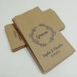 50 Sacchetti personalizzati in carta kraft Matrimonio Anniversario Logo Aziendale Frase del cuore