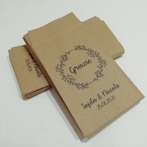 50 Personalized kraft paper bags Wedding Anniversary Company Logo Heart phrase