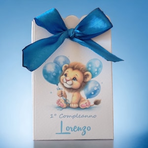 10 scatoline portaconfetti Orsetto, Battesimo, nascita, primo compleanno bambino azzurro