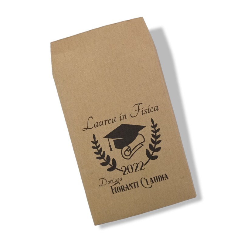 Kraft paper bags for personalized graduation favors, 10 graphics, touch parchment, Rainbow, University Confetti grafica 8