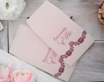 Personalized Wedding Favor Bags | Elegant Paper Bags for Confetti and Candy Bars | Printed with Names and Dates, 50 pcs