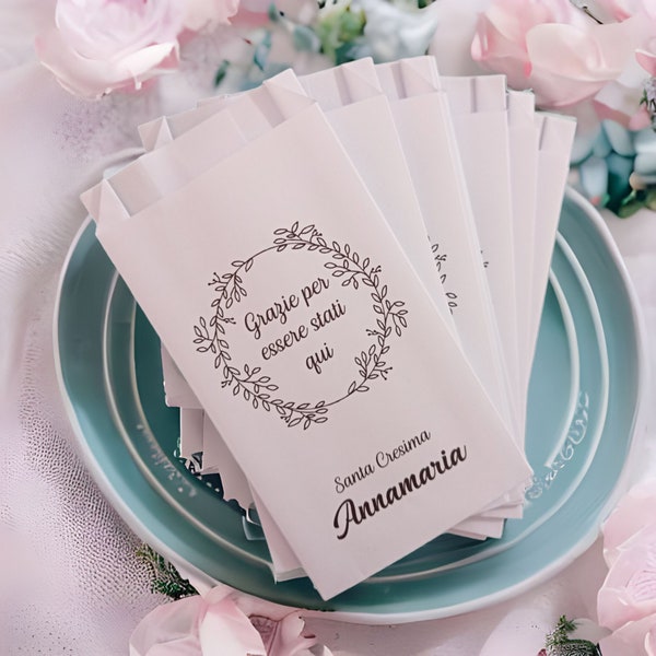 Sacchetti confettata personalizzati: Buste in carta per matrimonio, battesimo, compleanno   Personalizzabili con frasi, nomi e data