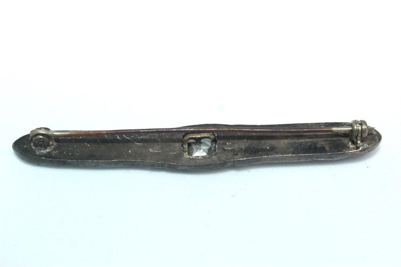 Antique EDWARDIAN Silver 800 Paste Glass Pin Brooch BU28