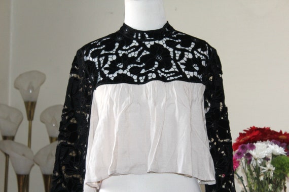 NWOT FREE PEOPLE Guipure Black Velvet Nude Viscose