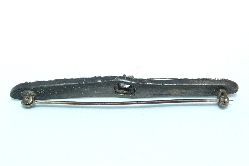 Antique EDWARDIAN Silver 800 Paste Glass Pin Brooch BU28