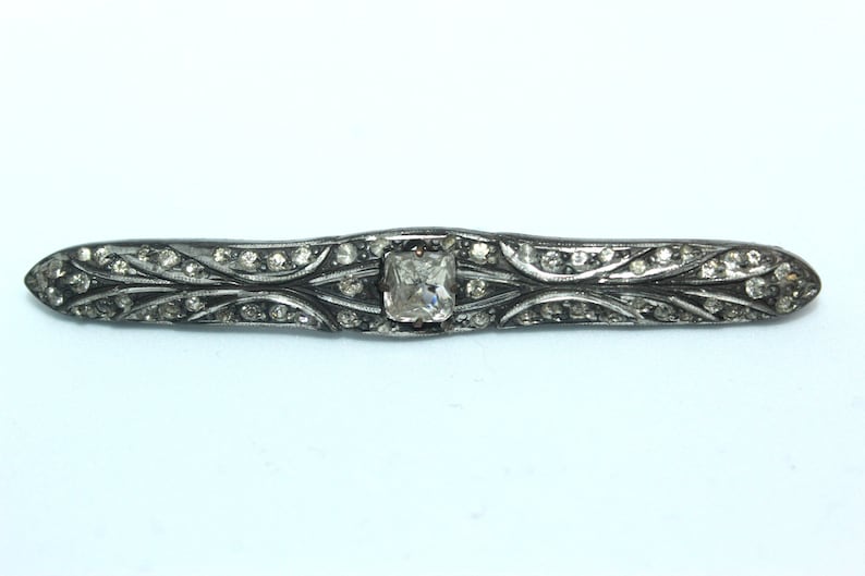 Antique EDWARDIAN Silver 800 Paste Glass Pin Brooch BU28