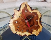 Hand-Crafted Russian Olive Burl Wood Desk, Table or Shelf Clock