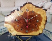 Hand-Crafted Russian Olive Burl Wood Desk, Table or Shelf Clock
