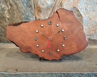 Hand-crafted Redwood Wall or Mantel Clock