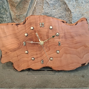 Hand-crafted Redwood Wall or Mantel Clock