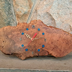 Hand-Crafted Redwood Wall or Mantel Clock