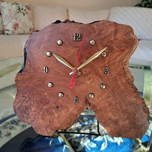 Hand-Crafted Redwood Wall or Mantel Clock
