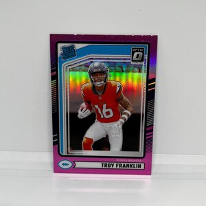 Troy Franklin #338 Denver Broncos; Oceniony debiutant - Optic Preview Pink Prizm; Panini Donruss Football 2024