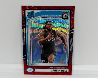 Jaheim Bell #337 New England Patriots; Rated Rookie - Optic Preview Red Wave Prizm; Panini Donruss Football 2024