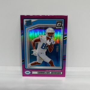 Cornelius Johnson #377 Los Angeles Chargers; Oceniony debiutant - Optic Preview Pink Prizm; Panini Donruss Football 2024