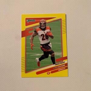 Joe Mixon #212 Cincinnati Bengals; Prova di stampa gialla; Panini Donruss Calcio 2021