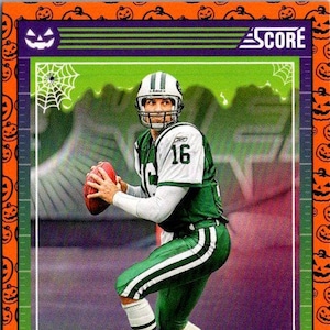 Vinny Testaverde # 225 New York Jets ; citrouilles oranges ; Ballon de football pour un match Panini 2024