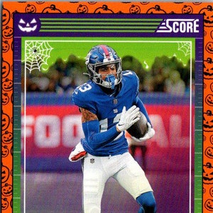 Jalin Hyatt n°208 des Giants de New York ; citrouilles oranges ; Ballon de football pour un match Panini 2024