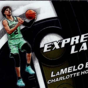 Balón LaMelo n.° 16 de los Charlotte Hornets; inserto Express Lane; Panini Donruss Optic Basketball 2022