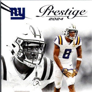 Malik Nabers, n°306 des Giants de New York ; Débutant ; Ballon de football Panini Prestige 2024
