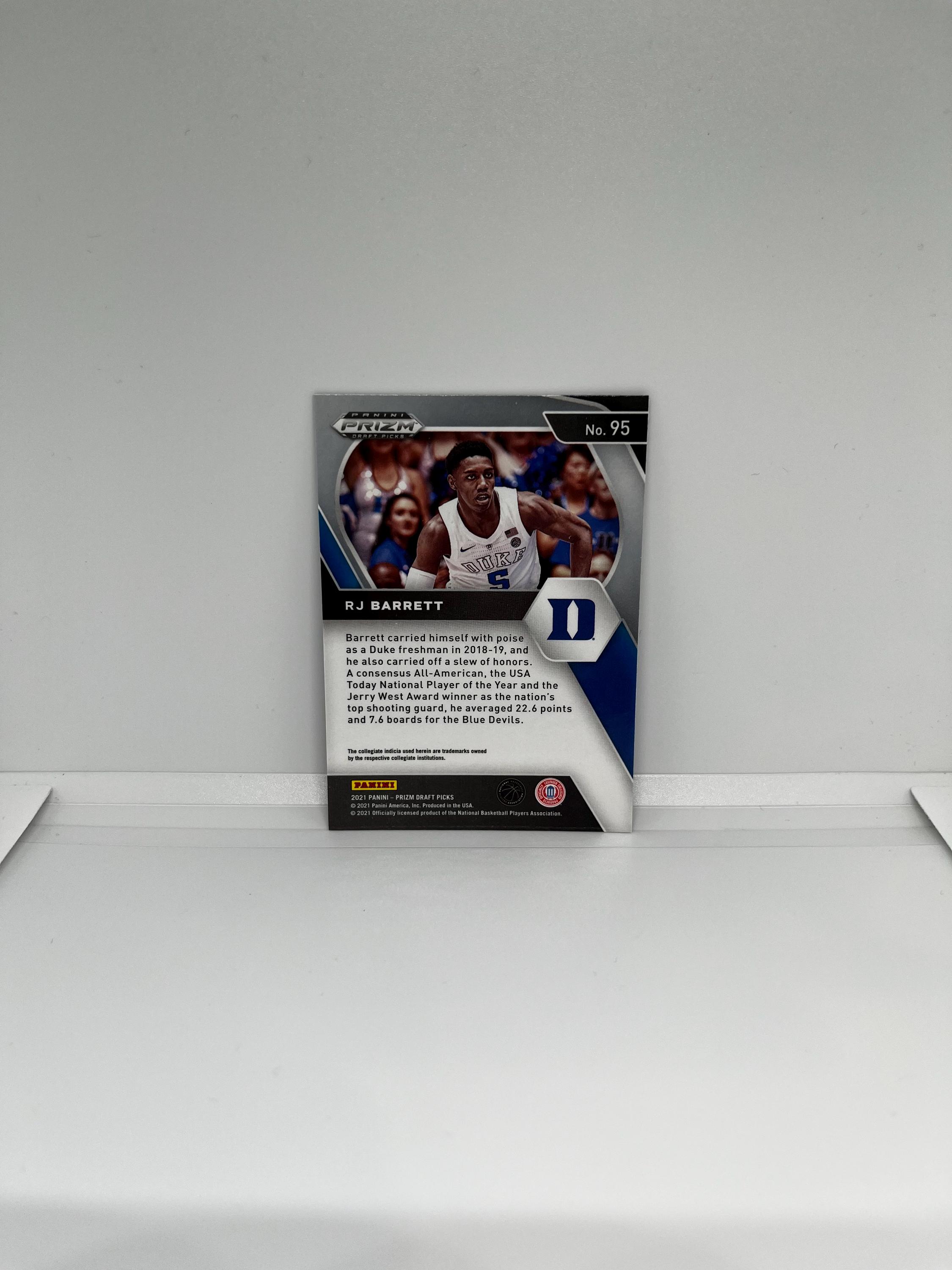 RJ Barrett #95 Toronto Raptors; College Uniform; Panini Prizm 