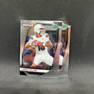 Puede incluir: Una tarjeta coleccionable de fútbol con borde plateado, que presenta a un jugador con uniforme blanco con el número 16. La tarjeta tiene el texto "LANORRIS SELLERS" en la parte inferior y "RATED PROSPECT" en la parte superior. El jugador sostiene un balón de fútbol.