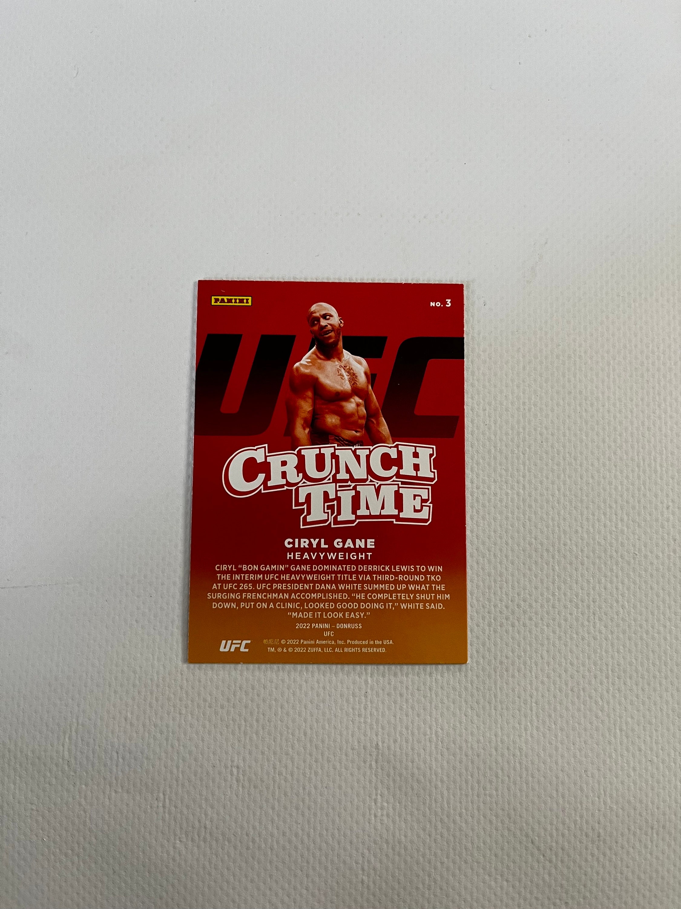 Ciryl Gane #3; Crunch Time Insert; Panini UFC Donruss 2022 - Etsy