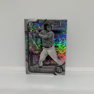 Dru Baker #BCP176 Tampa Bay Rays; 1st Bowman - Black & White Mini-Diamonds Refractor; Topps Bowman Chrome Baseball 2022