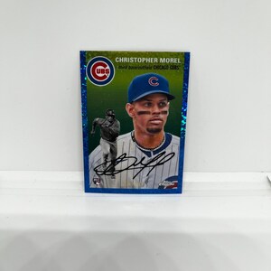 Christopher Morel n. 184 Chicago Cubs; Parallelo blu, numerato 104/199; Topps Chrome Platinum Anniversary 2023
