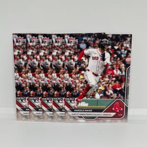 Marcelo Mayer #214 Boston Red Sox; Rookie - Collects 1st Career Hit; Topps Now 2025