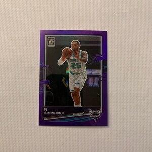PJ Washington Jr. #137; Charlotte Hornets; Inserto Prizm púrpura; Panini Donruss Baloncesto Óptico 2021