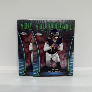 Caleb Williams #Y1 Chicago Bears; Novato - Encarte Youthquake; Futebol Americano Topps Chrome 2025