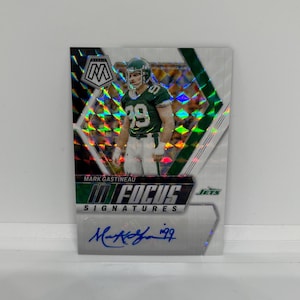 Mark Gastineau #IFMGU New York Jets ; Autographe net - blanc Prizm numéroté 12/25 ; Ballon de football mosaïque Panini 2024
