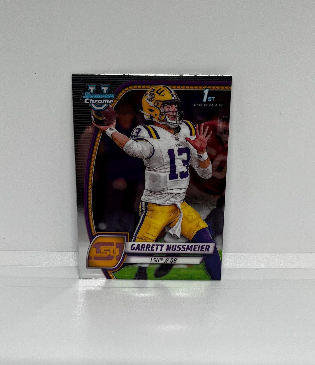 2024 Bowman University Chrome #5 Garrett Nussmeier LSU Tigers Rookie Football Trading Card - NCAA Collectible