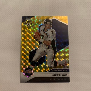 John Elway #297 Denver Broncos; Geel reactief; Super Bowl MVP; Panini Mozaïek Voetbal 2021
