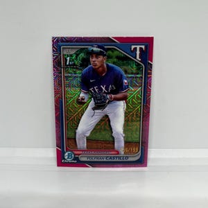 Yolfran Castillo #BCP159 Texas Rangers; 1st Bowman - Pink Mojo Numbered 156/199; Topps Bowman 2024