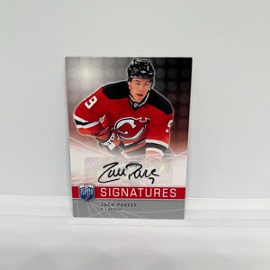 Zach Parise #SZP New Jersey Devils; Autógrafo; Upper Deck Sé un jugador de hockey 2009