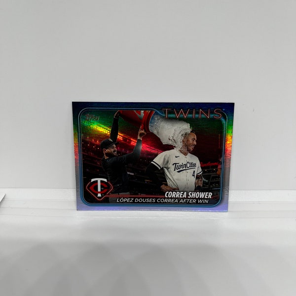 Correa Shower #155 Minnesota Twins; Twins Team Checklist - Refractor; Topps Baseball 2024