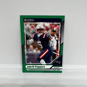 Jabrill Peppers #296 Patriots de la Nouvelle-Angleterre ; Epreuve de presse verte ; Ballon de football Panini Donruss 2024
