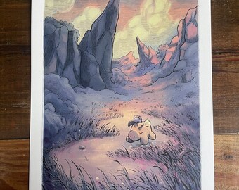 Sunset in the Valley, with Haru & Yama - Giclee print