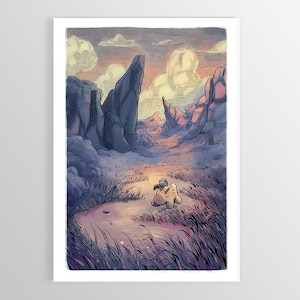 Sunset in the Valley, with Haru & Yama Giclee print image 1